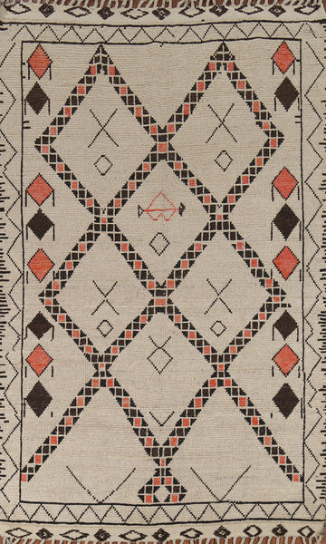 Geometric Wool Moroccan Oriental Area Rug 6x10
