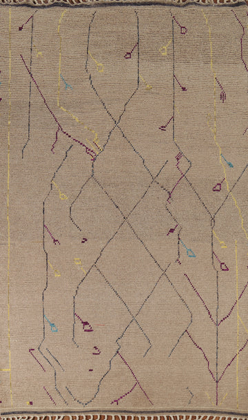 Abstract Wool Moroccan Living Room Area Rug 6x10