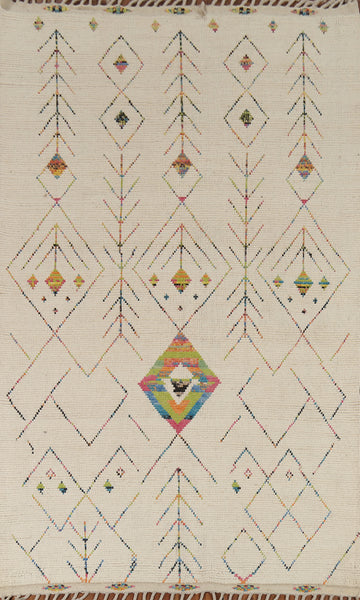 Ivory Geometric Moroccan Oriental Area Rug 6x10