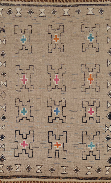 Handmade Brown Moroccan Oriental Area Rug 5x9
