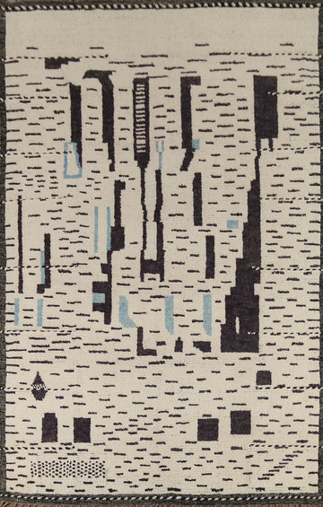 Handmade Abstract Moroccan Oriental Area Rug 7x10