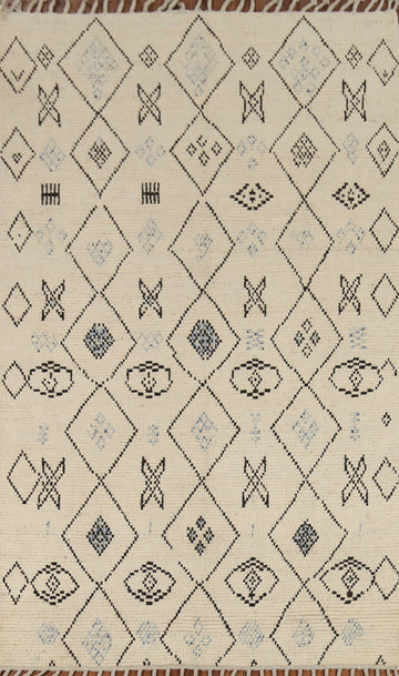 All-Over Ivory Moroccan Oriental Area Rug 5x9