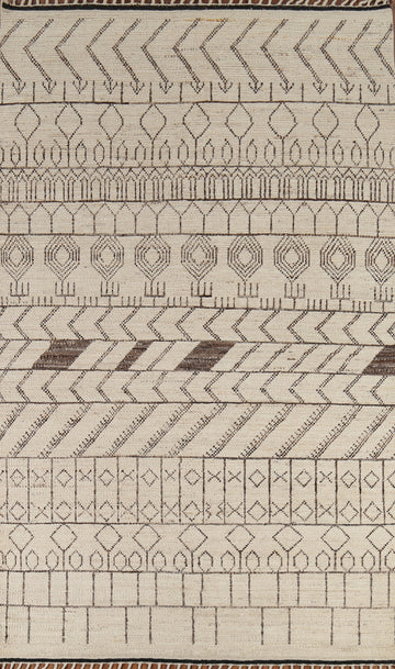 All-Over Ivory Moroccan Oriental Area Rug 7x11