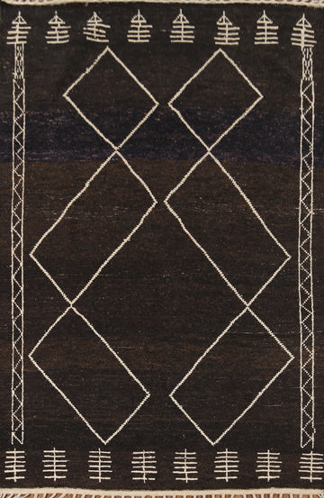 Dark Brown Trellis Moroccan Oriental Area Rug 6x10