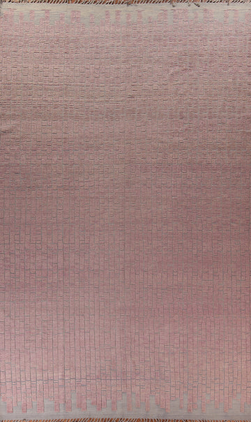 All-Over Handmade Pink Moroccan Oriental Large Rug 12x18