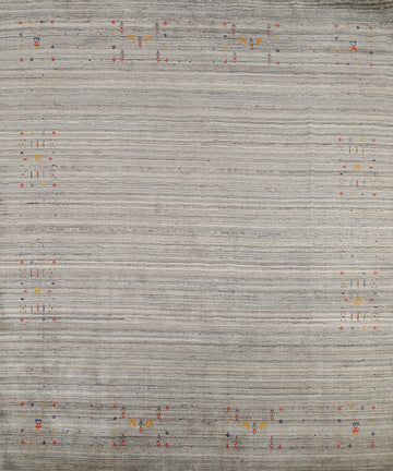 All-Over Striped Gabbeh Indian Square Rug 8x8