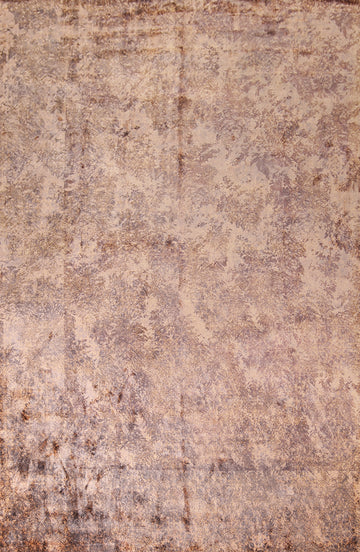 Hand-Knotted Wool Abstract Indian Area Rug 8x11
