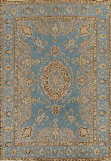Vintage Blue Tabriz Persian Area Rug 9x12