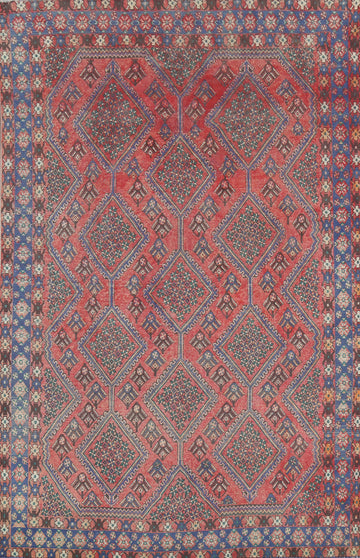All-Over Geometric Bakhtiari Persian Area Rug 7x9