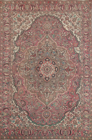 Vintage Pink Floral Bakhtiari Persian Area Rug 7x10