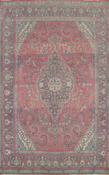 Handmade Pink Tabriz Persian Area Rug 7x11