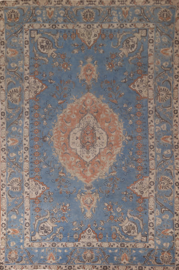Handmade Blue Tabriz Persian Area Rug 7x11