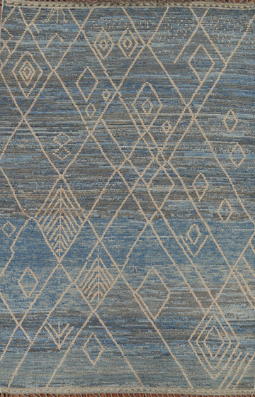 Hand-Knotted Wool Moroccan Area Rug 7x11