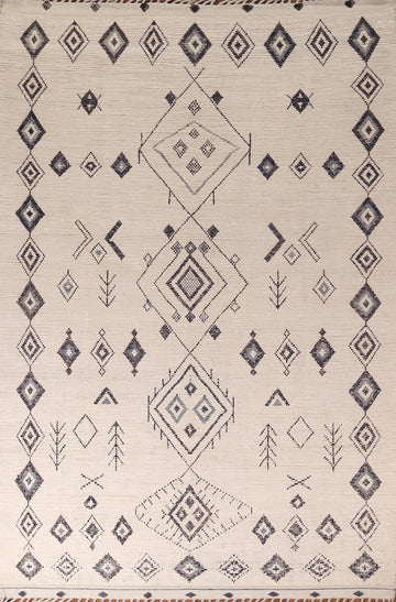 Ivory Wool Moroccan Living Room Area Rug 8x12