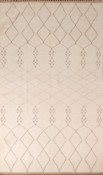 All-Over Trellis Ivory Moroccan Living Room Rug 7x11