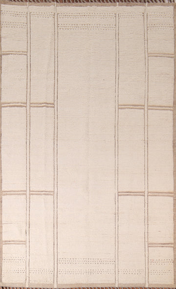 Handmade Ivory Moroccan Oriental Area Rug 7x11