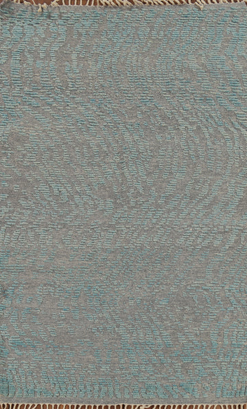 All-Over Gray & Blue Moroccan Abstract Area Rug 5x8