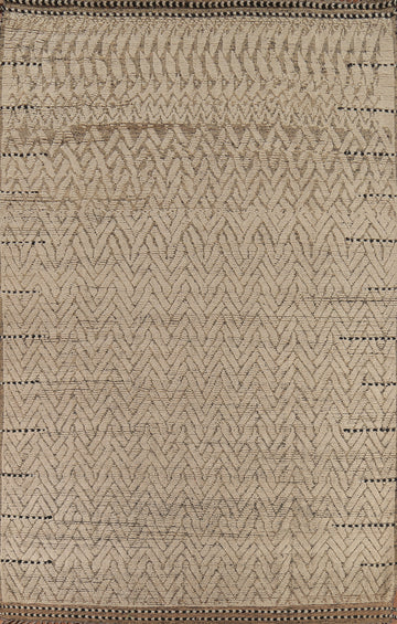 Earth Tone Wool Moroccan Living Room Area Rug 9x13