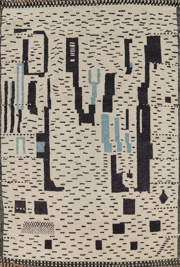 Hand-Knotted Wool Moroccan Abstract Area Rug 8x10