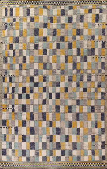 All-Over Checkered Moroccan Large Modern Rug 10x15