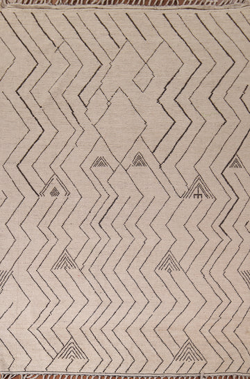 Earth Tone Wool Moroccan Modern Area Rug 8x11