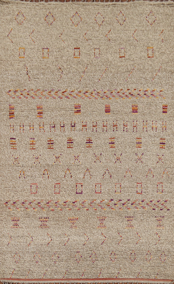 Earth Tone Wool Moroccan Oriental Area Rug 6x9
