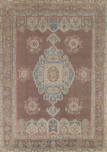 Brown Geometric Tabriz Persian Area Rug 9x12