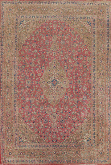 Traditional Pink Mashad Persian Area Rug 9x12