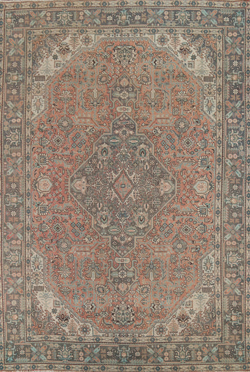 Vintage Wool Geometric Tabriz Persian Area Rug 8x11