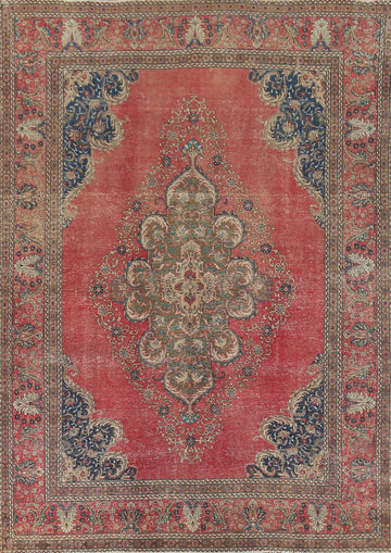 Vintage Wool Distressed Tabriz Persian Area Rug 10x13