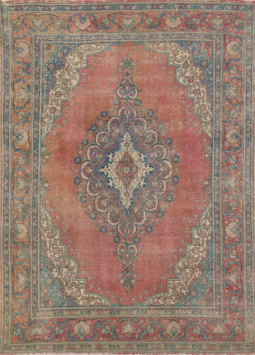 Vintage Geometric Tabriz Persian Area Rug 8x11