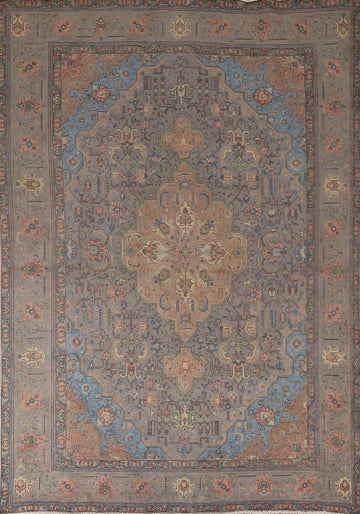 Vintage Gray Wool Tabriz Persian Area Rug 8x11