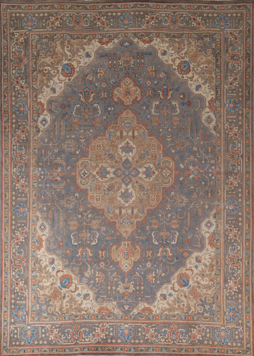 Vintage Geometric Tabriz Persian Area Rug 10x13