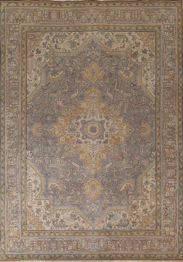 Handmade Gray Wool Tabriz Persian Area Rug 10x13