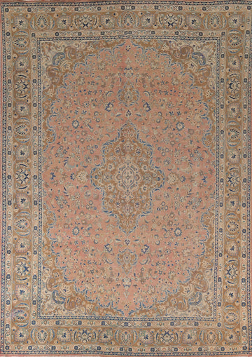 Light Pink Floral Mashad Persian Area Rug 9x12