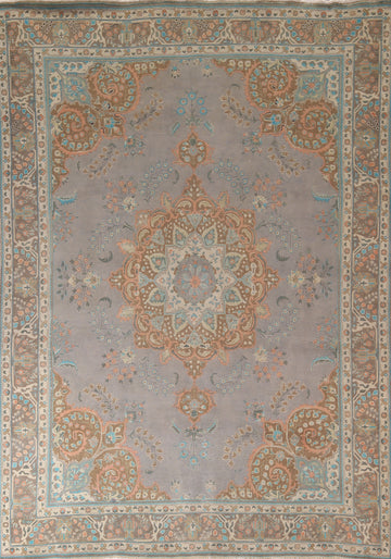 Vintage Gray Wool Tabriz Persian Area Rug 9x12