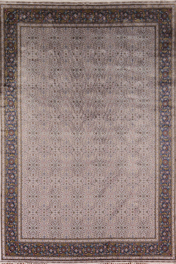 All-Over Floral Silk Qum Turkish Area Rug 10x13