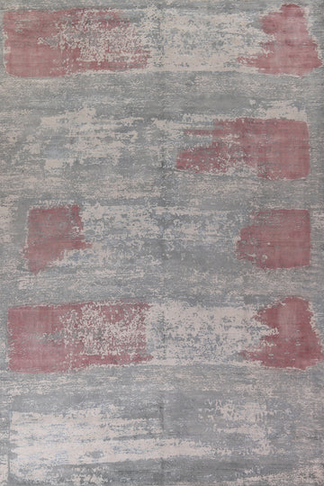 Handmade Gray Abstract Indian Area Rug 9x12
