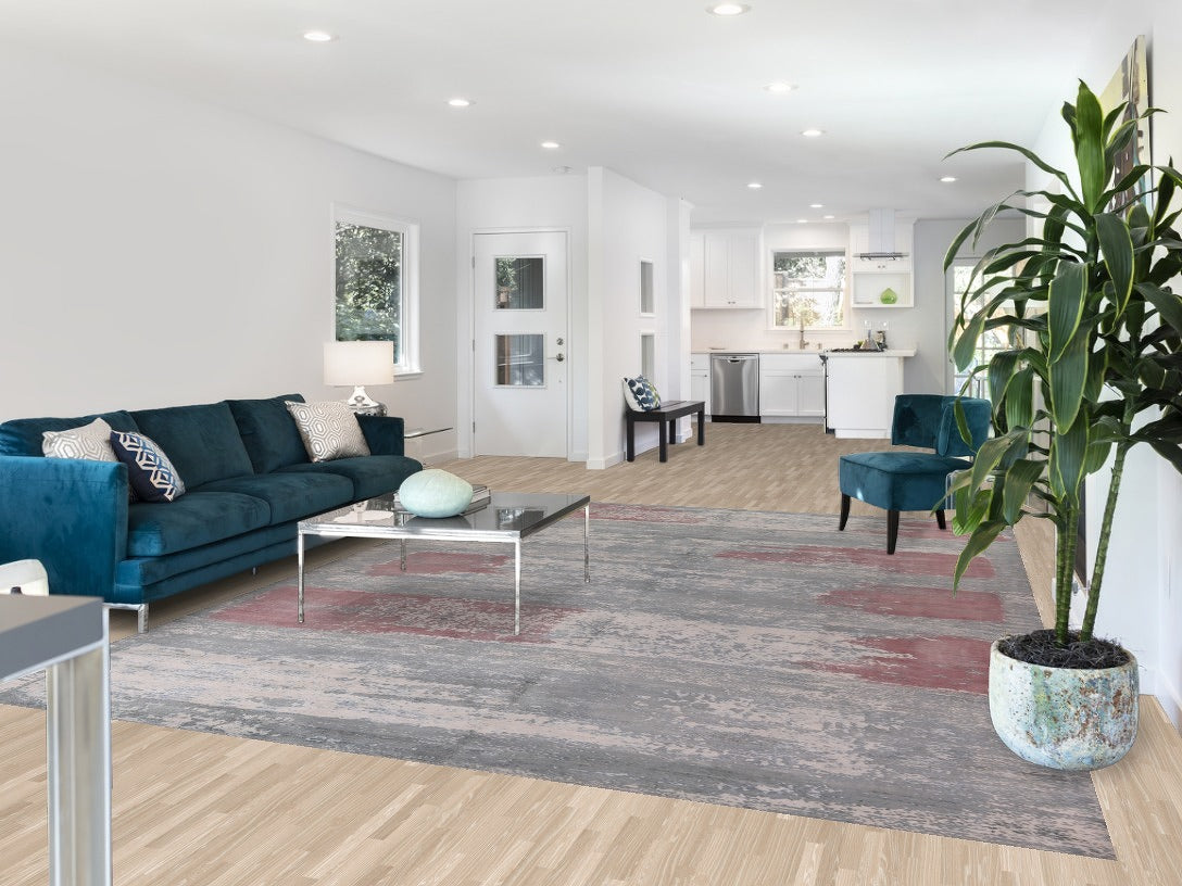 Handmade Gray Abstract Indian Area Rug 9x12