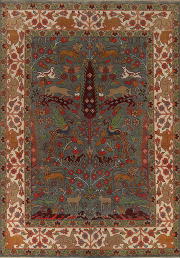 Hunting Animals Design Ziegler Indian Area Rug 9x12