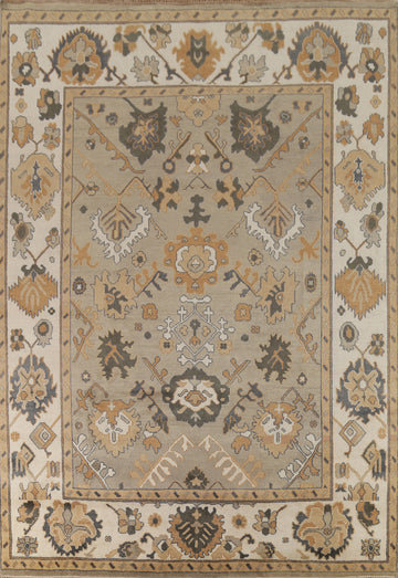 All-Over Beige & Ivory Oushak Indian Area Rug 9x12