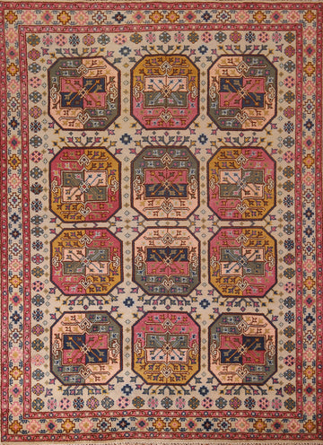 All-Over Geometric Khotan Indian Area Rug 8x10