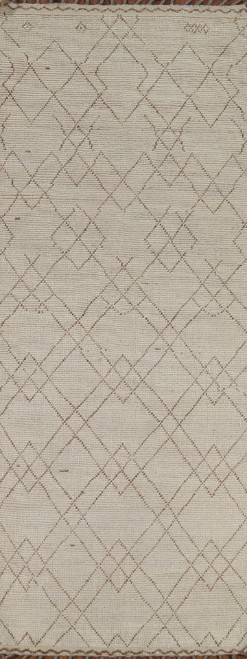 Ivory Striped Moroccan Oriental Runner Rug 4x13