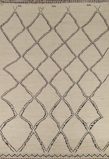 Trellis Wool Modern Moroccan Area Rug 8x11