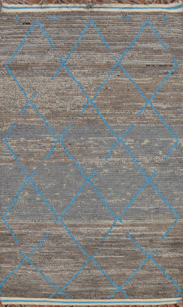 Handmade Trellis Moroccan Oriental Rug 4x7