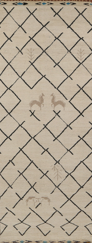 Trellis Wool Moroccan Oriental Runner Rug 4x13