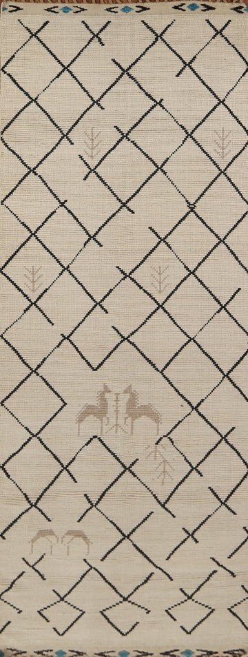 Handmade Wool Moroccan Oriental Runner Rug 4x13