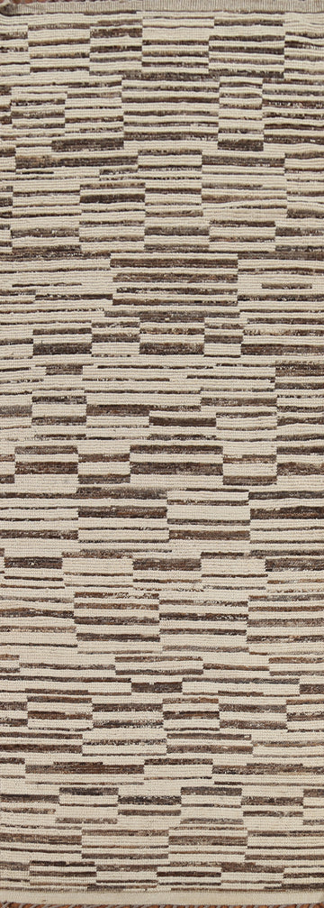 All-Over Striped Moroccan Oriental Runner Rug 4x14