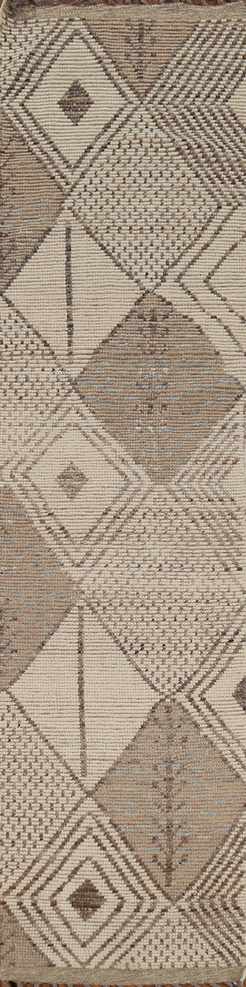 Geometric Wool Moroccan Oriental Runner Rug 2x13