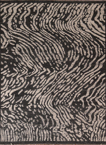 All-Over Black & White Moroccan Abstract Area Rug 8x10